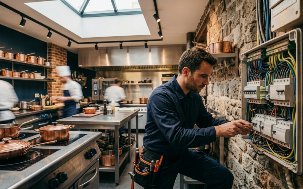Intervention électrique dans un restaurant parisien, mise aux normes ERP