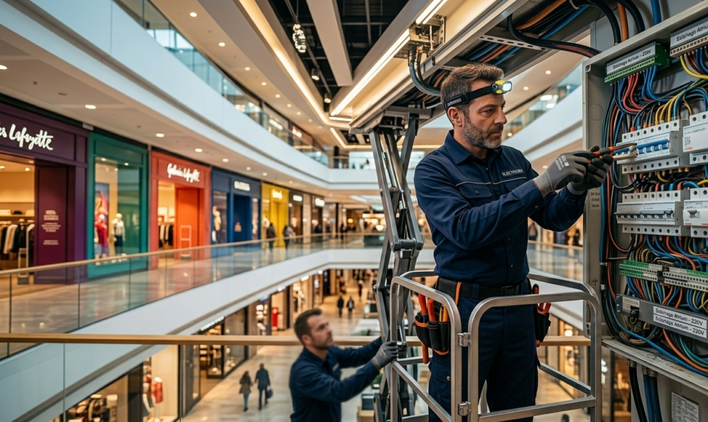 Intervention électrique dans un centre commercial parisien, mise aux normes ERP
